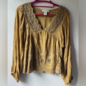 Rachel Zoe - Mustard Yellow / Gold Top - Size Small